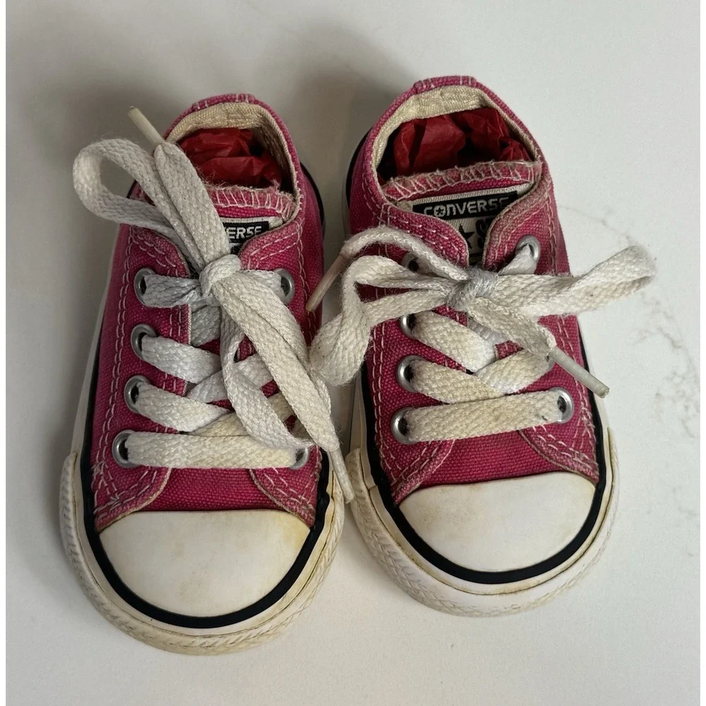 Converse All Star Pink Canvas Baby Sneakers US Size 3 Lace Up Low‎ Top 744806F
